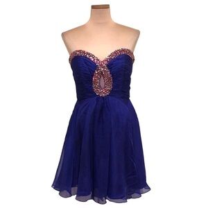 NWOT Sherri Hill Dress Size 10 Purple Cut Out Rhinestones Crystal Style 2944